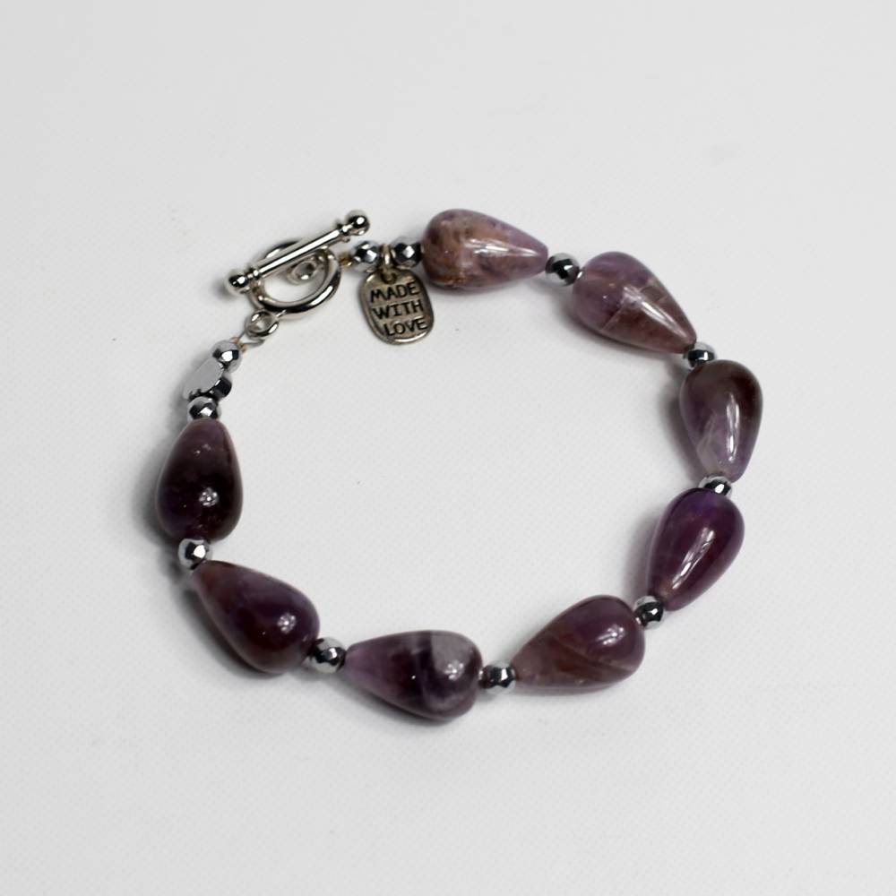 Χειροποίητο Βραχιόλι με Αμέθυστο & Αιματίτη – "Soul Calm"
