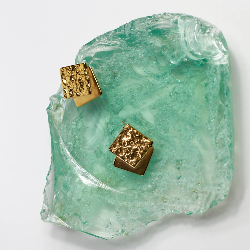 Επιχρυσωμένα σκουλαρίκια από ατσάλι  – "Bold Geometry"