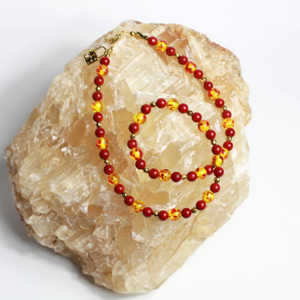 Φλόγα της Ζωής – Ενεργειακό κόσμημα με επεξεργασμένο κεχριμπάρι και κοράλλι