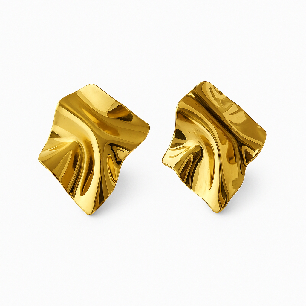 "Molten Gold – Γεωμετρικά Σκουλαρίκια Γλυπτικής Αισθητικής"